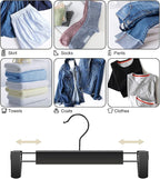 GUANJUNE Clothes Pants Hangers, Space-Saving Skirt Holders with 360 ° Swivel Hooks, Adjustable Clips, Trouser Hangers, Clothes Coat Garment Jeans Hangers (20 Pack, Black) - Image 4
