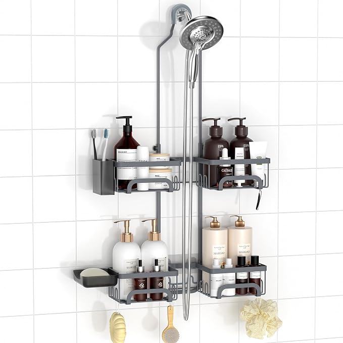 REINHARDT Split Shower Caddy Hanging for Handheld Showerheads, Grey by REINHARDT