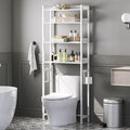MAHANCRIS Over The Toilet Storage Rack, 4 Tier Bathroom Organizer Over Toilet, Freestanding Space Saver Toilet Stand with 2 Hooks, Bathroom Storage Shelf, Easy to Assemble, White TSBW0401 by MAHANCRIS