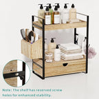 Kottwca 2-Tier Bathroom Counter Organizer with Drawer, Wooden Vanity Shelf - Image 4
