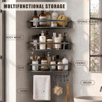 Shower Caddy Hanging 3 Pack, Rustproof Adhesive Corner Shower Shelves - Image 5
