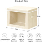 Homsorout Storage Bins with Lids - Small Fabric Organizers with Window, Collapsible Storage Bins for Clothes, Decorative Closet Organizers for Towels, Tshirt, 3 Pack, Beige - Image 2