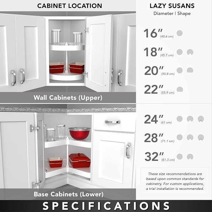 Rev-A-Shelf 20" Dual Shelf Lazy Susan D-Shaped for Corner Wall in Cabinet Kitchen Storage Organization, Turntable Storage Almond, 7012-20-15-52 - Image 4