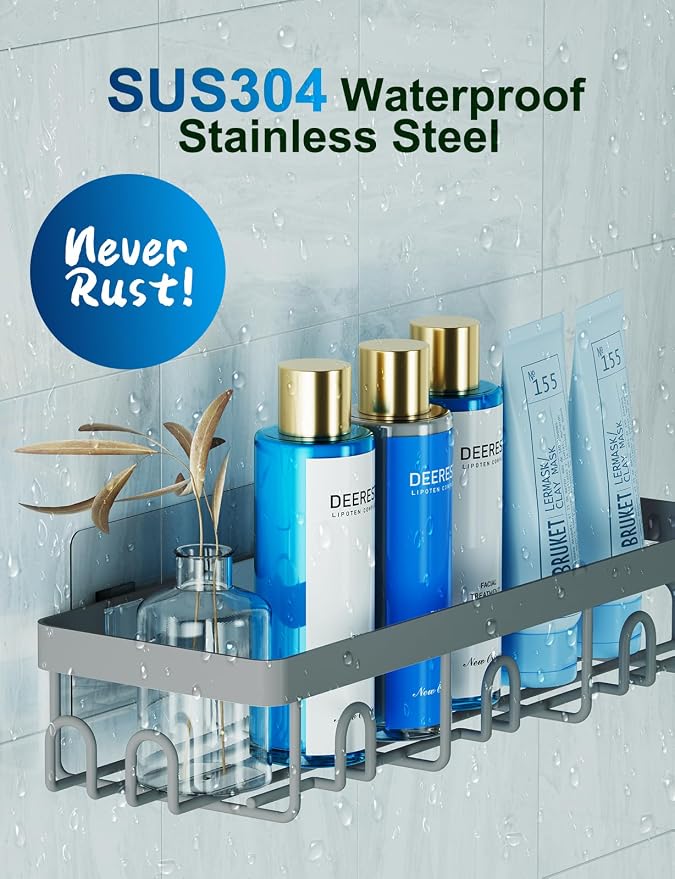 GVY Shower Caddy 5 Pack, Adhesive Shower Organizer Bathroom Shelves,Rustproof Bathroom Organizers and Storage for Home Decor, No Drilling Shower Shelves for Apartment Essentials - Image 2