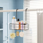 HapiRm Hanging Shower Caddy Organizer - No Drilling Shower Organizer with Hooks, Rustproof & Waterproof 304 Stainless Steel Bathroom Shelves - Black (1 Basket) - Image 8