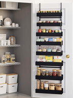 8-Tier Over Door Organizer, Sturdy Slim Hanging Spice Rack for Cabinet & Pantry, Black by Unknown