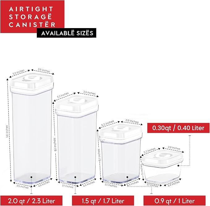 DWËLLZA KITCHEN Airtight Food Storage Containers with Lids - 5 Piece Set - Kitchen Accessories - Pantry Organization and Storage Containers for Food - Clear BPA-Free - Keeps Food Fresh & Dry - Image 6