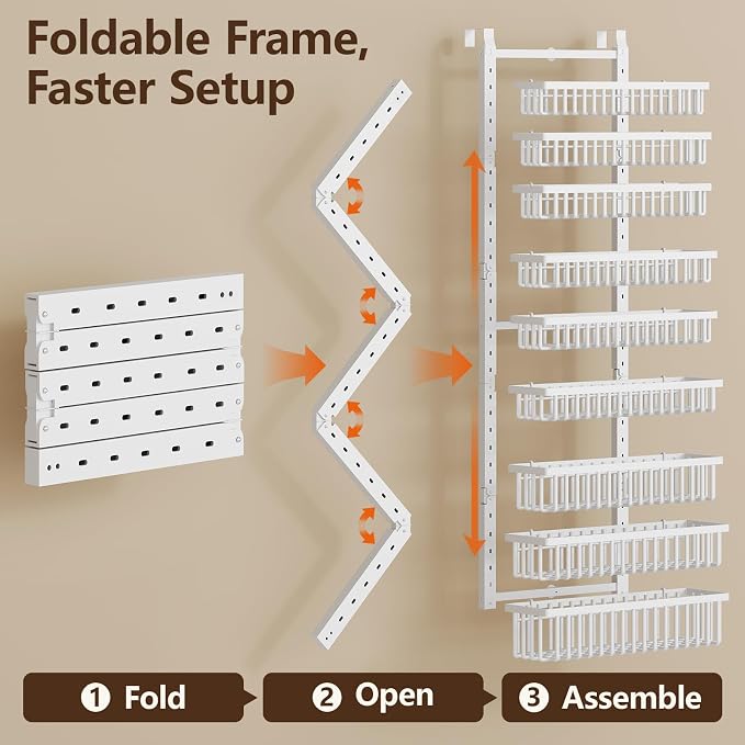 POKIPO 9 Tier Over The Door Pantry Organizer, 2 in 1 Wall Mount or Hanging Spice Rack with Adjustable Deep Basket, Heavy-Duty Seasoning Organizer and Storage for Kitchen Cabinet Closet Bathroom - Image 6