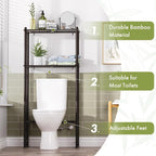 AmazerBath Bamboo Over The Toilet Storage Shelf, 2-Tier Over Toilet Bathroom Organizer Rack, Bathroom Shelves Over Toilet Space Saver, Espresso - Image 4