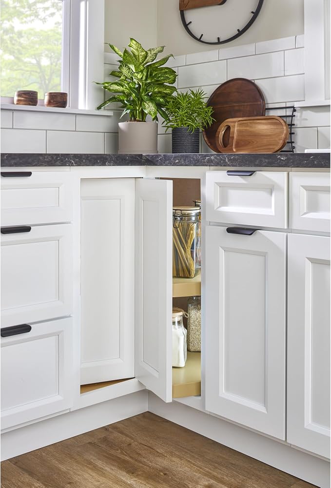 Rev-A-Shelf 2 Tier Pie-Cut Lazy Susan for Corner Base Cabinets, Plastic, 24" Double Shelf Swivel Kitchen Spice/Can Organizer, Almond, 6942-24-15-52 - Image 8