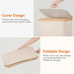 Lifewit 80L Large Laundry Basket with Lid, Removable Bags, Beige - Image 7