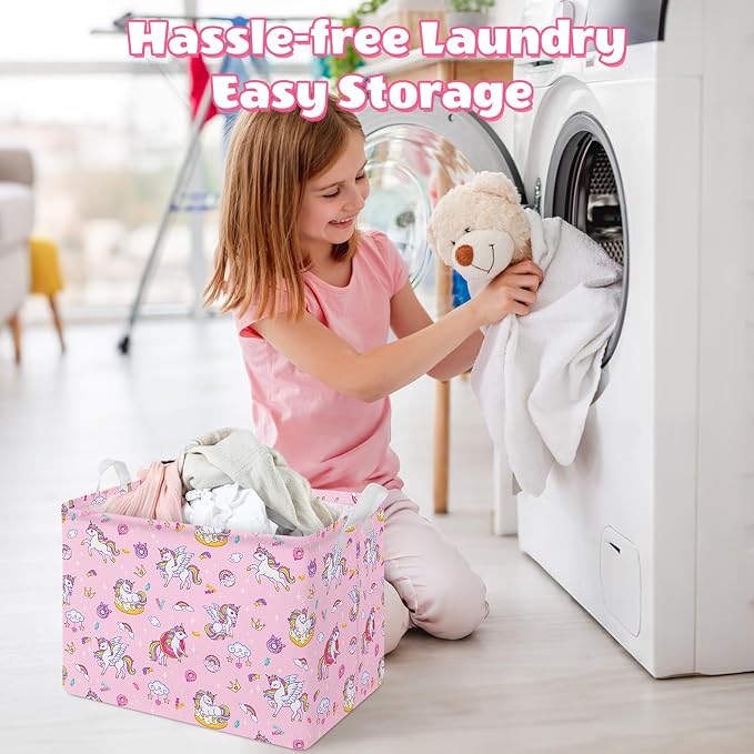 Collapsible Storage Basket Collapsible Fabric Laundry Basket with Handles - Image 6