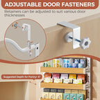 8-Tier Pantry Door Organizer, Over the Door Pantry Organizer with Wooden Adjustable Baskets, 2 IN 1 Spice Rack Wall Mount or Door Organizer, Door Spice Rack for Pantry（72.6×17.1×5.1in,White) - Image 3