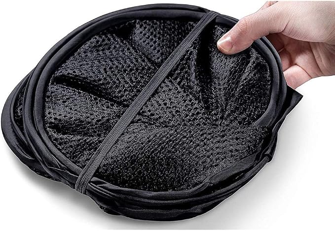 Larpur Popup Mesh Laundry Basket, Collapsible and Portable Clothes Washing Laundry Hamper with Reinforced Carry Handle (Black 2pcs) - Image 6