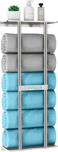 STWWO Bathroom Towel Storage for Bathroom, Wall Towel Rack for Rolled Towels, 30 inch Towel Holder Wall Mounted with Metal Shelf Can Holds 6 Large Towels, Brushed Nickel by STWWO
