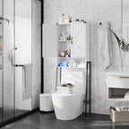 Vabches Over The Toilet Storage Cabinet with 2-Door Design Bathroom Organizers and Storage with Anti-Tip Device Over Toilet Organizer with Shelves for Bathroom,Restroom,Laundry White by Vabches
