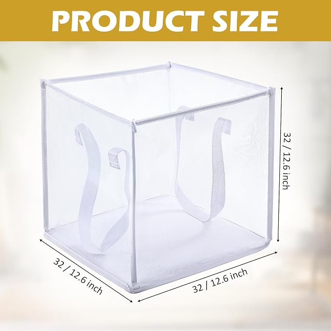 Zopeal 6 Pack Collapsible Mesh Laundry Basket, White, Single-layer - Image 2