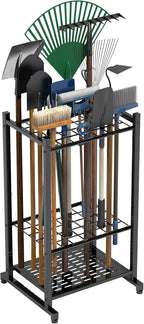 Garden Tool Organizer, Garage Tool Organizer & Garage Organization, Heavy Duty Steel Tool Storage Rack Holds 35 Rakes, Brooms Tools, Broom Holder and Mop Holder, Shed Organizer for Home Organization by Sttoraboks