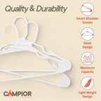 White Plastic Hangers 20 Pack– Heavy-Duty Plastic Hangers Slim and Space-Saving, Durable and Lightweight PP with Non-Slip Shoulder Notches for Slip Dresses, Suits, Jackets & Camisoles - Image 4