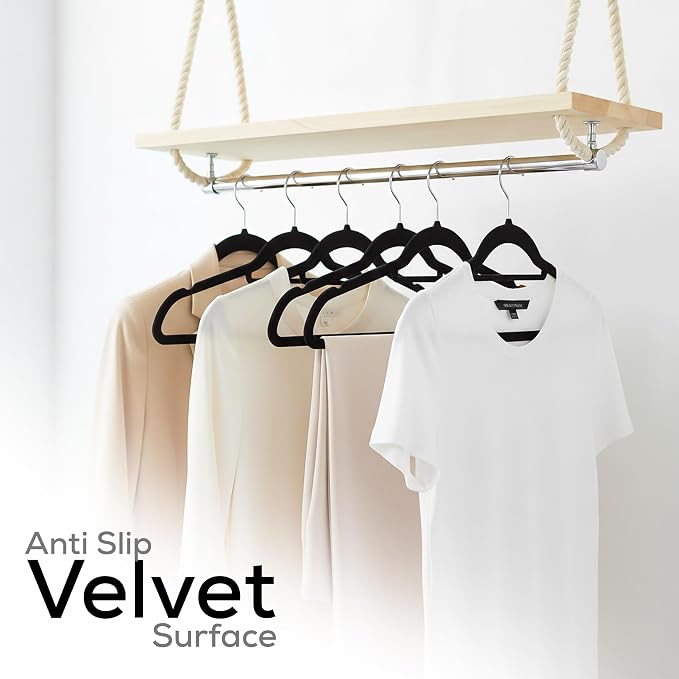 Utopia Home Premium Velvet Hangers, Black, 50 Pack - Image 6