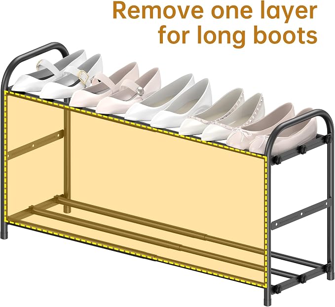 Hleelomi 4-Tier Metal Expandable Shoe Rack for Closet and Entryway, Black - Image 8