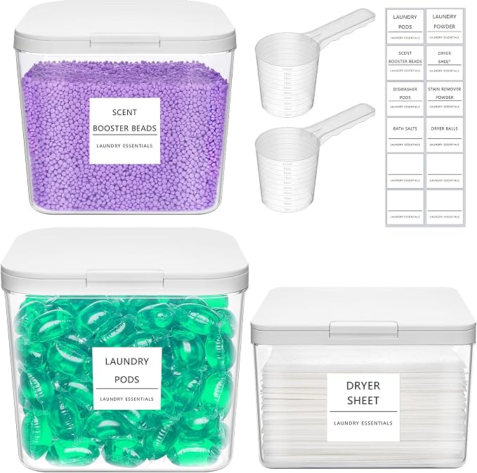 Lifewit Laundry Pods Container with Pop-up Lid, 0.5+0.72+1.2 gal, 3 Pcs by Lifewit