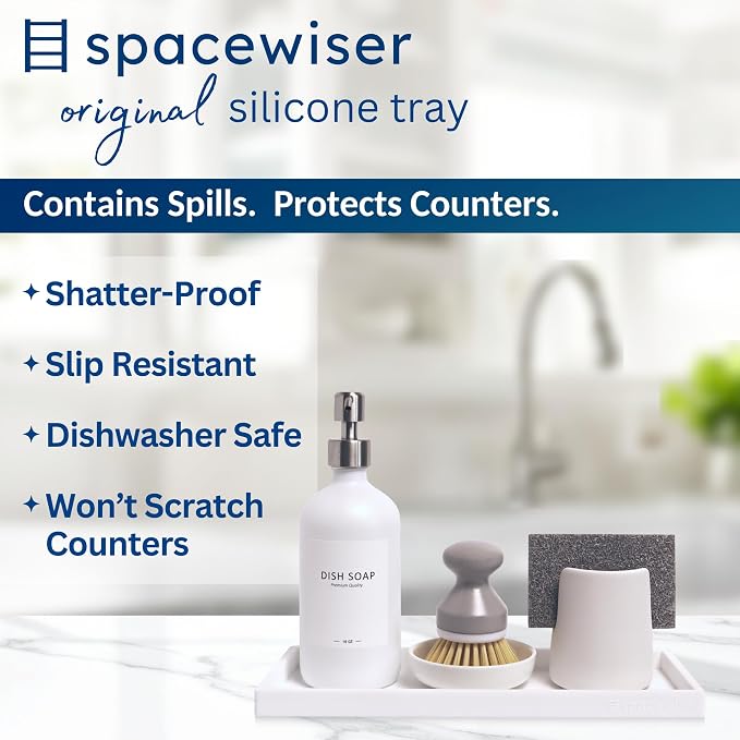 Spacewiser Silicone Countertop & Vanity Bathroom Tray – 2 PC 11.7" - Image 2