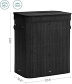 SONGMICS Laundry Hamper with Lid, Bamboo Laundry Basket, Removable Machine Washable Laundry Basket, with Handles, 26.4-Gallons, for Laundry Room, Bedroom, Bathroom, Ink Black ULCB63H - Image 7