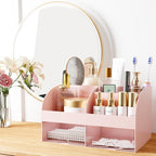 Makeup Organizer with Drawers, Cosmetic Storage for Dresser Vanity and Bathroom Countertop, Beauty Holder for Lipstick Brush, Skincare Organizer for Vanity, Cosmetic Display Case (Pink-2Pack) - Image 6