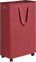 efluky Slim Laundry Hamper with Wheels, Rolling Laundry Basket for Clothes, Small Laundry Basket for Bedroom, Dorm and Laundry Room, 75L (19.8 Gallons) Red by efluky