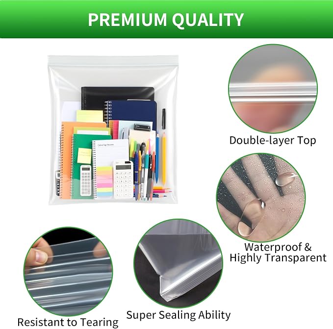 TUXIYA 50PACK 3 Gallon Large Zipper Bags for Storage 16" x 18" Storage Bags - Image 3