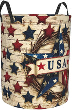 4th of July Wooden Print Star Laundry Basket Foldable Laundry Hamper With Handles Clothes Storage Bucket Organizer Laundry Bag For Bedroom Bathroom Laundry Storage 19.6 x 15.7 - Image 9