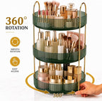 360° Rotating Organizer, Lazy Susan Bathroom Counter Organizer for Perfume, Skincare, Makeup & Cosmetic Storage, Vanity Countertop Organizer, Green, 3-Tier - Image 2