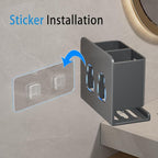 Grey Toothbrush Holder wall Mount, Aluminum，No Drilling Required - Image 3