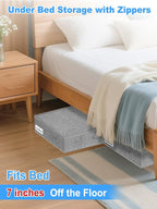6.7-Inch Under Bed Storage Bin with Zipper Lid, Rigid Sides,2 Pack, Gray | Zipped Lid, Rigid Sides & Bottom, Large Clothes Organizer Box, Off-season Storage, Bedrooms, Closet Organization - Image 2