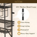 TETOTE Over The Toilet Storage Rack, 3-Tier Bathroom Organizer Shelf Over Toilet with Toilet Paper Roll Holder, Freestanding Metal Rack, Black - Image 7