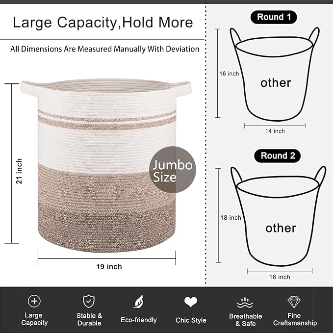 OIAHOMY 80L Laundry Basket Laundry Hamper Nursery Hamper White&Gray - Image 4