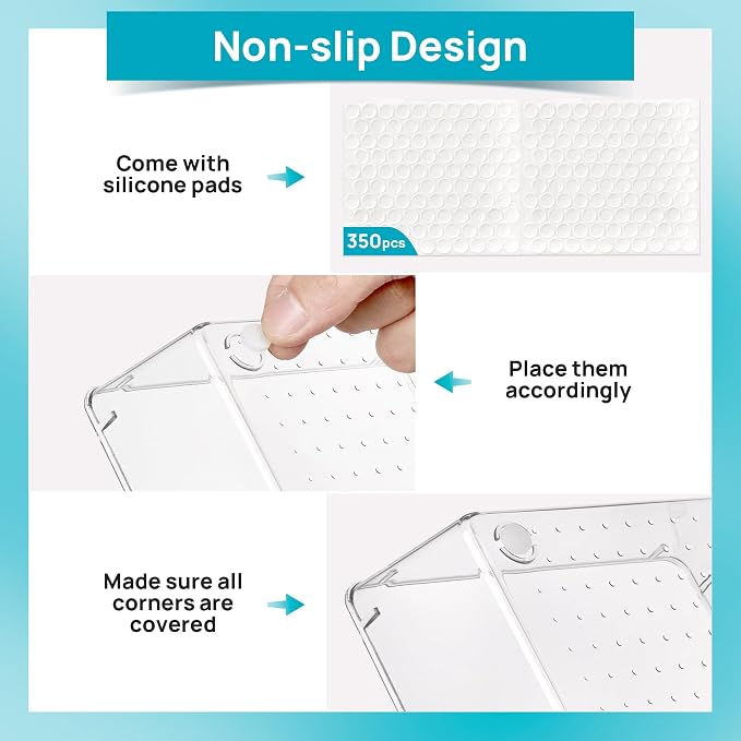 Vtopmart 72 PCS Clear Plastic Drawer Organizers Set, 4-Size Versatile Bathroom and Vanity Organizer Trays, Non-Slip Storage Containers for Makeup, Jewelries, Bedroom，Kitchen Utensils and Office - Image 7