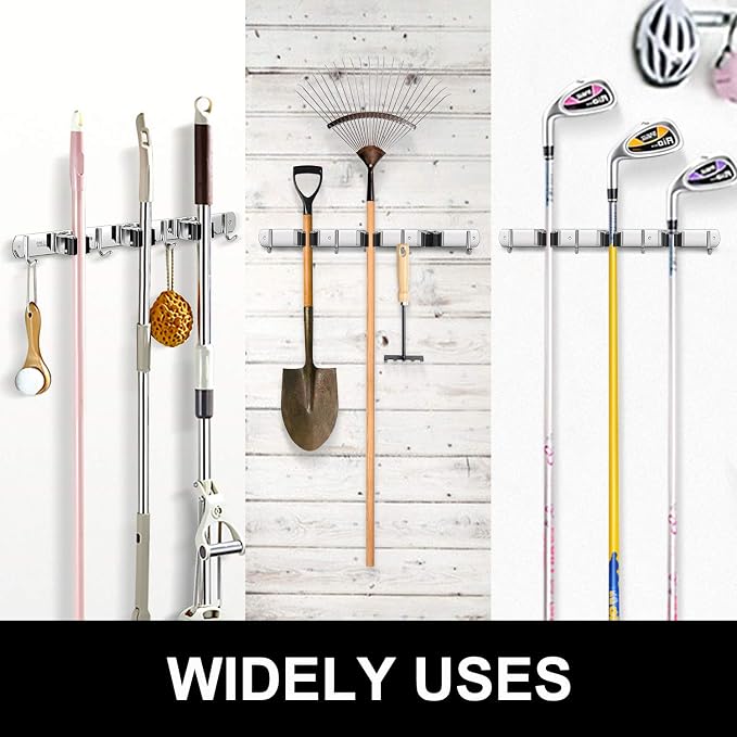 IMILLET Broom Holder Wall Mount,Heavy Duty Garage Organization Broom Hanger - Image 7
