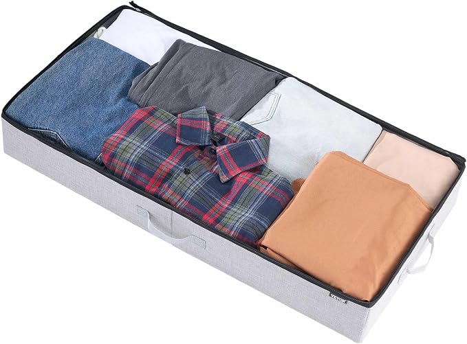 VEVOR Under Bed Storage with Clear Lids, 33.5 x 16.9 x 4.7 Inch, 45L Large Underbed Clothes Storage Containers, Low Profile Under Bed Drawer Shoe Organizer Bins Box for Blanket Shoe Bedroom, 2 Pack - Image 9