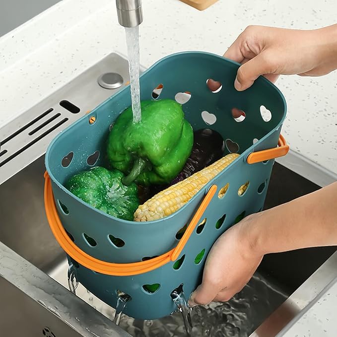 Portable Shower Caddy with Handle Plastic Shower Basket Organizer, Blue - Image 2