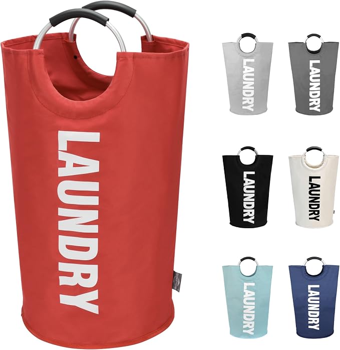 DOKEHOM 90L Large Laundry Basket Bag, Collapsible Tall Hamper, Red by DOKEHOM