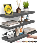 BAYKA Grey Floating Shelves 15.7in, Set of 3, Wall Mounted for Wall Decor by Bayka