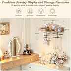 VINAEMO Jewelry Organizer Hanging Wall Mounted Jewelry Holder with Rustic Wood Drawer & Large Capacity Storage Shelf Rack Display for Earrings Rings Necklaces Bracelet - Image 3