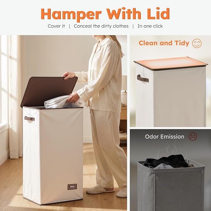 SOLEDI 100L Laundry Hamper with Lid, Large Collapsible Laundry Basket - Image 7