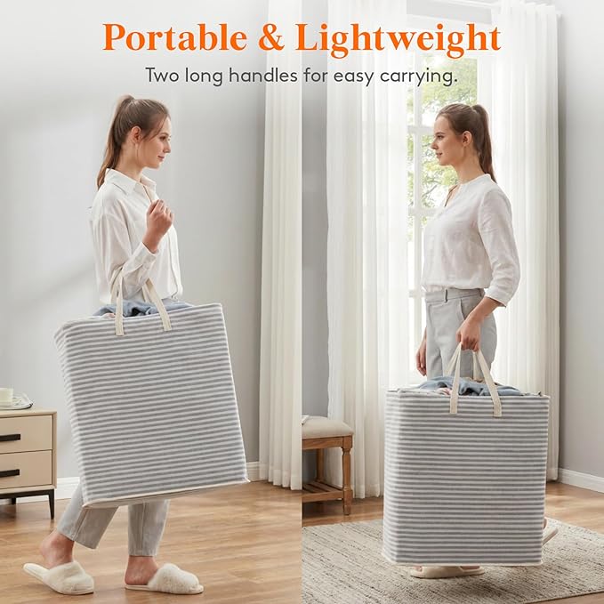 Lifewit 105L Large Collapsible Laundry Basket with Extended Handles, Grey - Image 5
