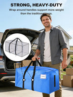 HOMESURE Supports 200lbs Heavy Duty Moving Bags - Strong Zipper & Wrap-Around Handles - Water-Resistant Storage Totes, Durable Alternative to Moving Boxes - 12 Pack - Sky Blue - Image 2