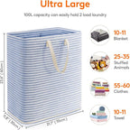 Lifewit 1 Pack Laundry Basket 100L Each, Collapsible Clothes Hamper with Reinforced Handles, Freestanding Waterproof Design for Bedroom and Laundry Room, Blue 100L Total - Image 4