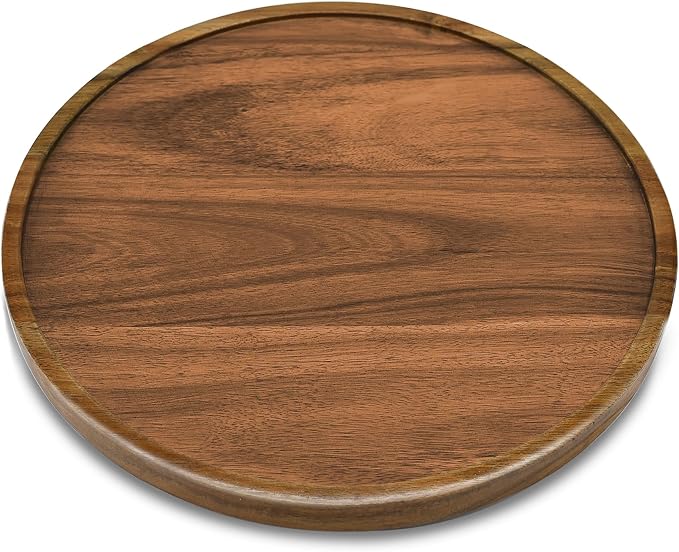 9" Acacia Wood Lazy Susan Organizer Kitchen Turntable for Cabinet Pantry Table Organization,2 Pack - Image 2