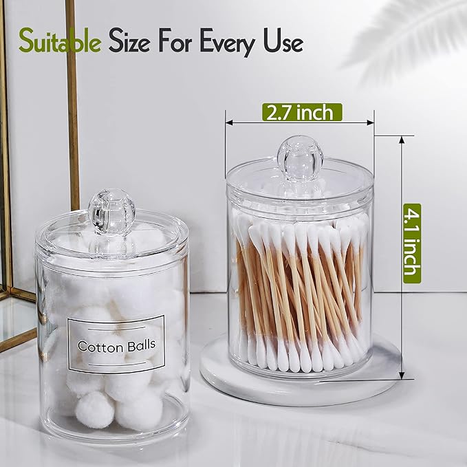3 Pack Acrylic Qtip Holder Dispenser for Cotton Swabs, Balls, Floss Picks - Image 3